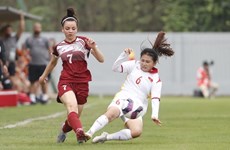 越南U17女足队在2024年女足亚洲杯预选赛第一轮以5:0大胜巴勒斯坦U17女足队