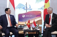 第42届东盟峰会：政府总理范明政会见新加坡总理李显龙