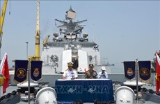 印度两艘海军舰艇抵达仙沙港 开始访问岘港市