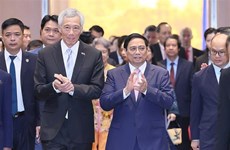 范明政总理和李显龙总理出席越新投资合作促进会