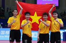 越南藤球队在一场惊心动魄的比赛后摘下金牌  越南体育代表团完成二金目标 在奖牌榜上跃升三位