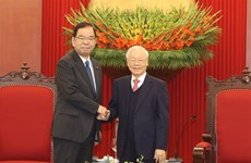 越共中央总书记阮富仲会见日本共产党代表团