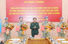 越南增派4名军官参加联合国维和行动