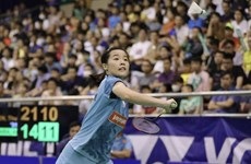 越南羽毛球运动员阮垂玲为2024年瑞士羽毛球公开赛做好准备