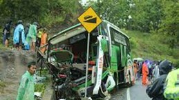 印度尼西亚一旅游巴士翻车坠崖致多人死亡