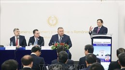 越南政府总理范明政与罗马尼亚总理出席越南-罗马尼亚商务论坛