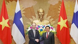 越南国会主席王廷惠与芬兰议会议长尤西·哈拉阿霍举行会谈