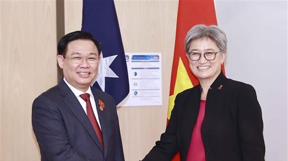 越南国会主席王廷惠会见澳大利亚参议员、外交部长黄英贤和澳越友好议员会小组