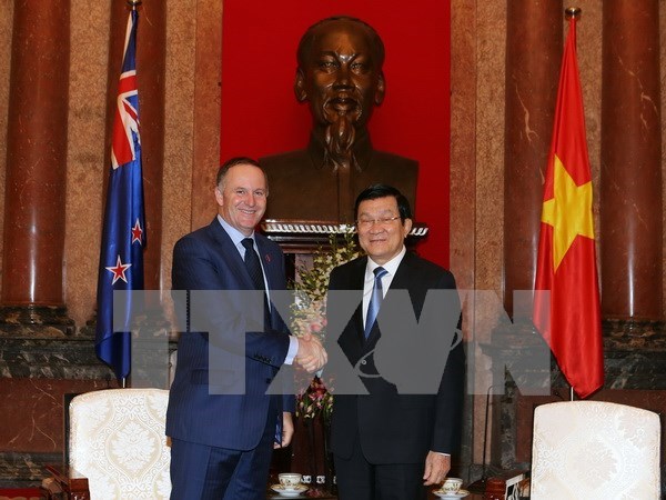 越南国家主席张晋创会见新西兰总理约翰•基 hinh anh 1