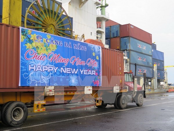 岘港市仙沙港口海防港迎来和拆卸首批货物 hinh anh 1