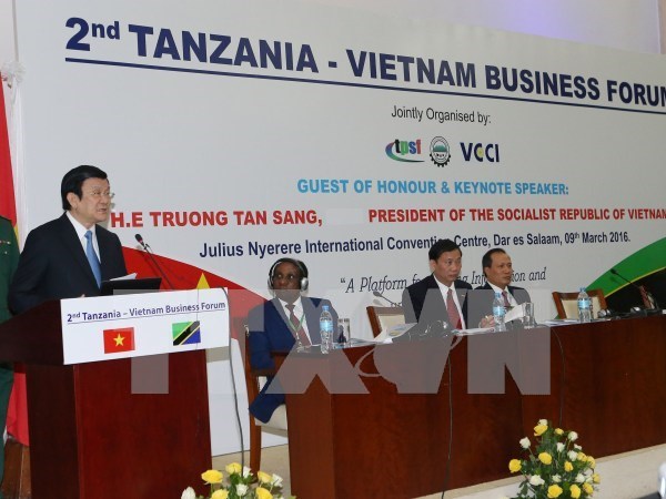 国家主席张晋创出席越南与坦桑尼亚企业论坛 hinh anh 1