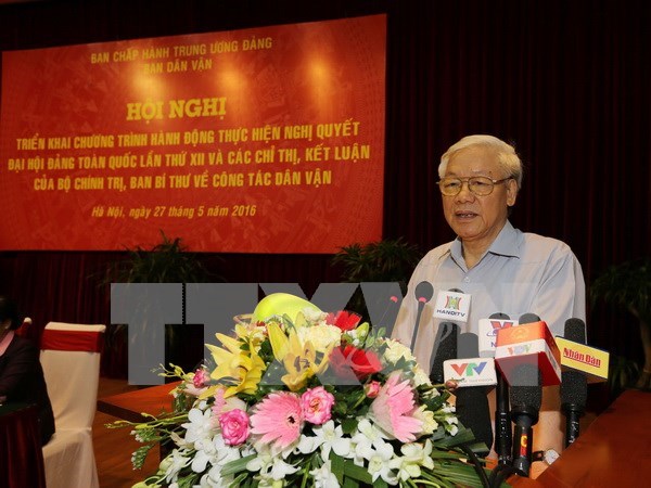 阮富仲总书记：确定群众工作是越南革命事业具有战略性意义的任务 hinh anh 1