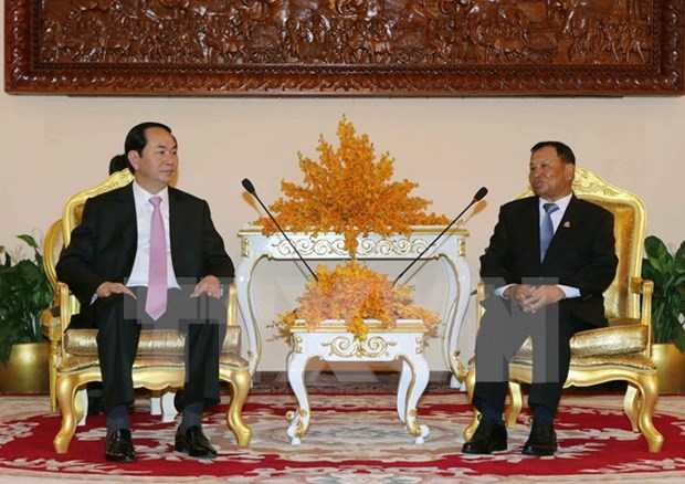 国家主席陈大光会见柬埔寨领导人 hinh anh 1