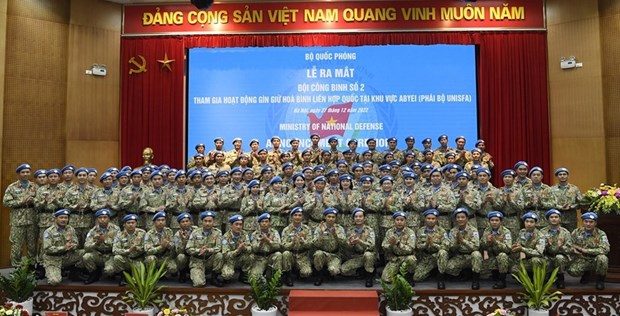 参与联合国维和行动的越南二号工兵队正式亮相 hinh anh 2