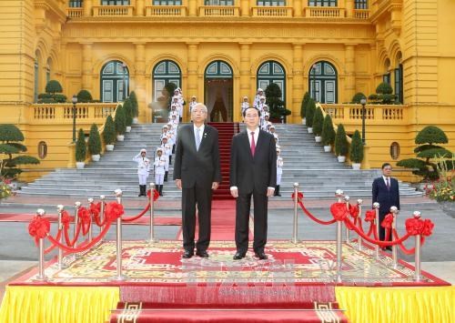 陈大光欢迎缅甸总统访越 两国元首举行会谈 hinh anh 1