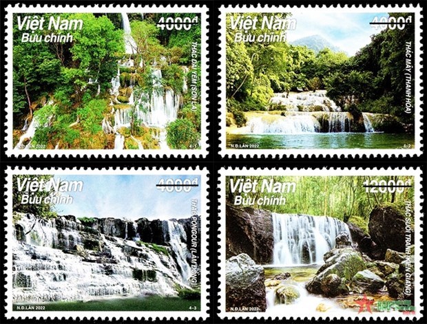 越南发行一套“越南瀑布”邮票 介绍著名瀑布之美 hinh anh 1