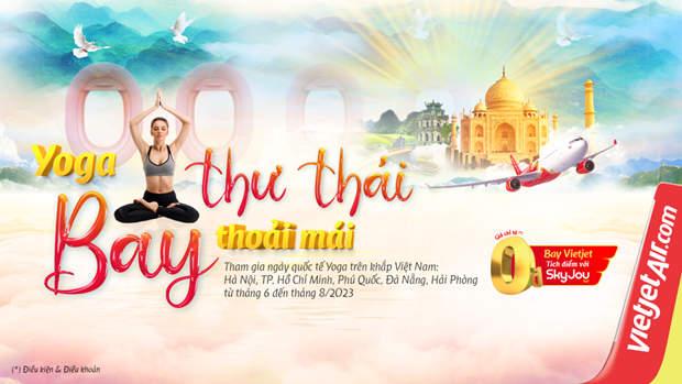 越捷航空与印度驻越南大使馆联合举行响应国际瑜伽日系列活动 hinh anh 1