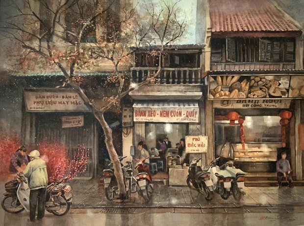 越南年轻画家“老街之恋”画展在河内举行 hinh anh 2
