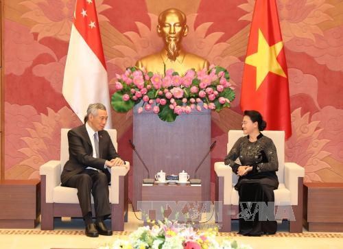 越南国会主席阮氏金银会见新加坡总理李显龙 hinh anh 1