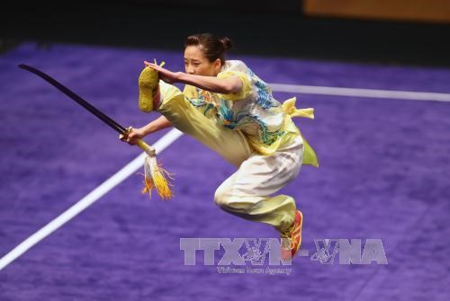 第29届东运会：越南运动员在武术剑术和武术棍术赛项夺金 hinh anh 1
