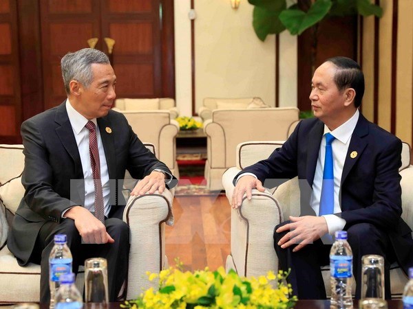 越南国家主席陈大光会见新加坡总理李显龙 hinh anh 2