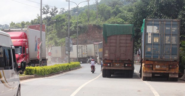 确保越南劳保—老挝丹沙湾国际口岸货运车辆顺利通关 hinh anh 1