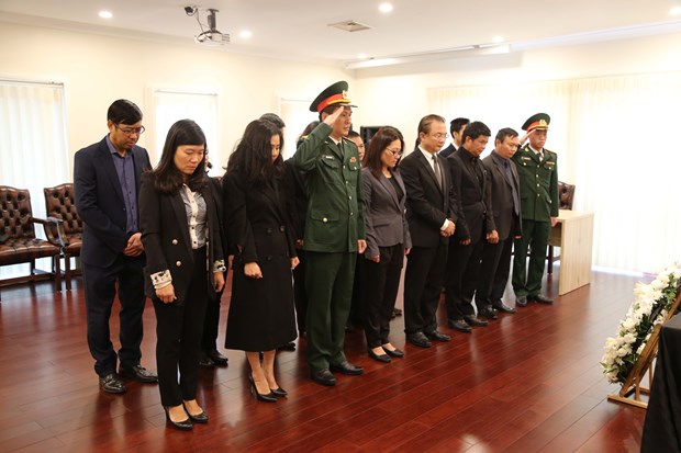 越南驻各国大使馆举行原越南社会主义共和国主席黎德英吊唁仪式 hinh anh 3