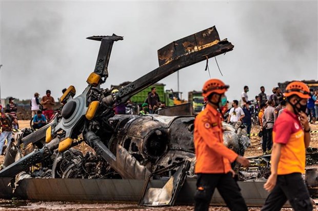 印尼军方一架直升机坠毁致9人伤亡 hinh anh 1