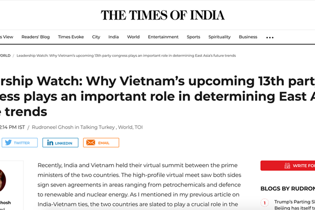《印度时报》：越南已取得令人印象深刻的成就 hinh anh 1