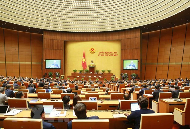 第十四届国会第十一次会议：国会听取2016-2021年任期工作报告并分组讨论 hinh anh 1