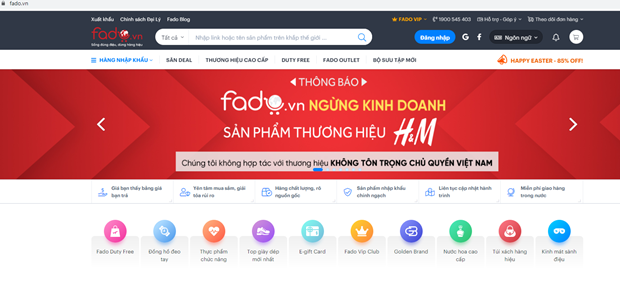 电商平台Fado.vn 无限期下架H&M商品 hinh anh 1