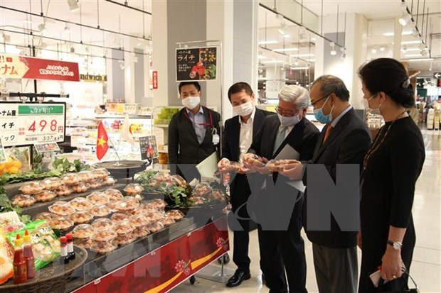 越南新鲜荔枝首次在日本鹿儿岛超市上架 hinh anh 1