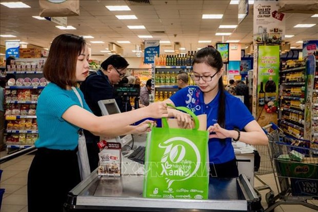 越南力争到2025年各购物中心和超市使用100%环保袋 hinh anh 1