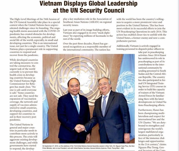 《华盛顿时报》：越南日益肯定了其自身在全球事务中的作用 hinh anh 1