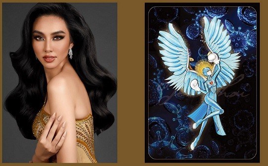 2021年万国小姐选美大赛国服秀：越南代表选择了一件名为“天使”的国服服装 hinh anh 1