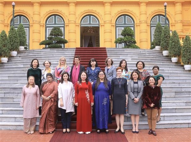 越南国家副主席会见各国驻越女大使和女代办 hinh anh 2