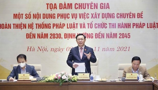 越南国会主席王廷惠主持有关立法执法战略的专家座谈会 hinh anh 1