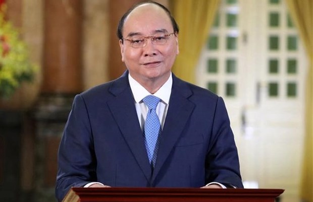 越南国家主席阮春福以视频方式出席2021年APEC工商领导人峰会 hinh anh 1