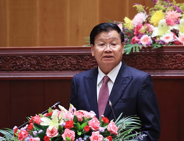老挝领导人向越南领导人致新年贺电 hinh anh 1