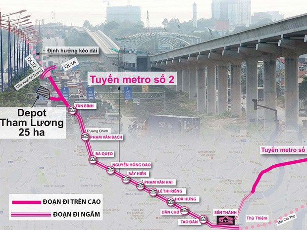 胡志明市地铁2号线项目完工时间推迟至2030年 hinh anh 1