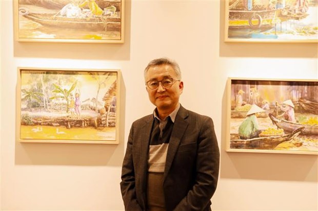 韩国教师关于越南风土人情的绘画展令人印象深刻 hinh anh 1