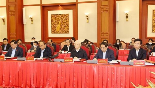 越共中央政治局就关于2011-2020年阶段首都河内发展的决议进行讨论 hinh anh 2