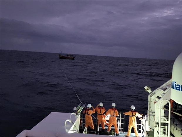 越南海上搜救协调中心成功营救三名海上遇险船员 hinh anh 1