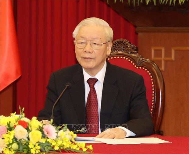 越南党、国家领导人就老挝和柬埔寨传统新年致贺信 hinh anh 1