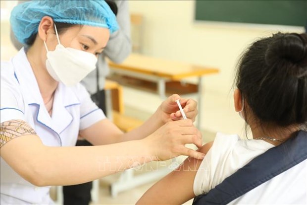 河内市近1000名11岁儿童接种首针新冠疫苗 hinh anh 1