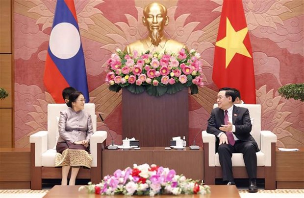 越南国会主席王廷惠会见老挝国家副主席巴妮·雅陶都 hinh anh 1