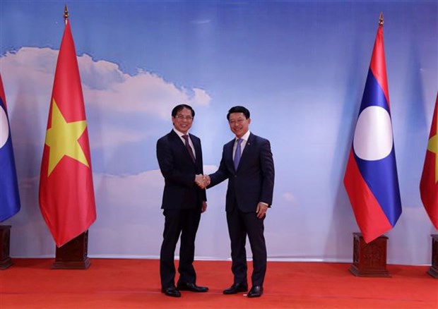 越南外交部长裴青山访问老挝并主持第九次越老外交部部长级年度政治磋商会议 hinh anh 1