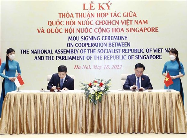 越南国会主席王廷惠与新加坡国会议长陈川仁举行会谈 hinh anh 2