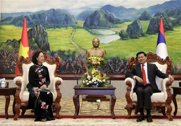 越共中央组部部长张氏梅对老挝进行工作访问 hinh anh 1