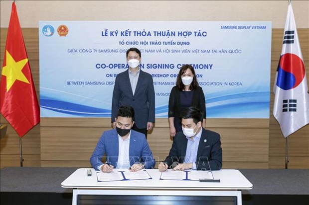 韩国三星显示屏（越南）有限公司和韩国越南大学生协会签署人力资源招聘合作协议 hinh anh 2